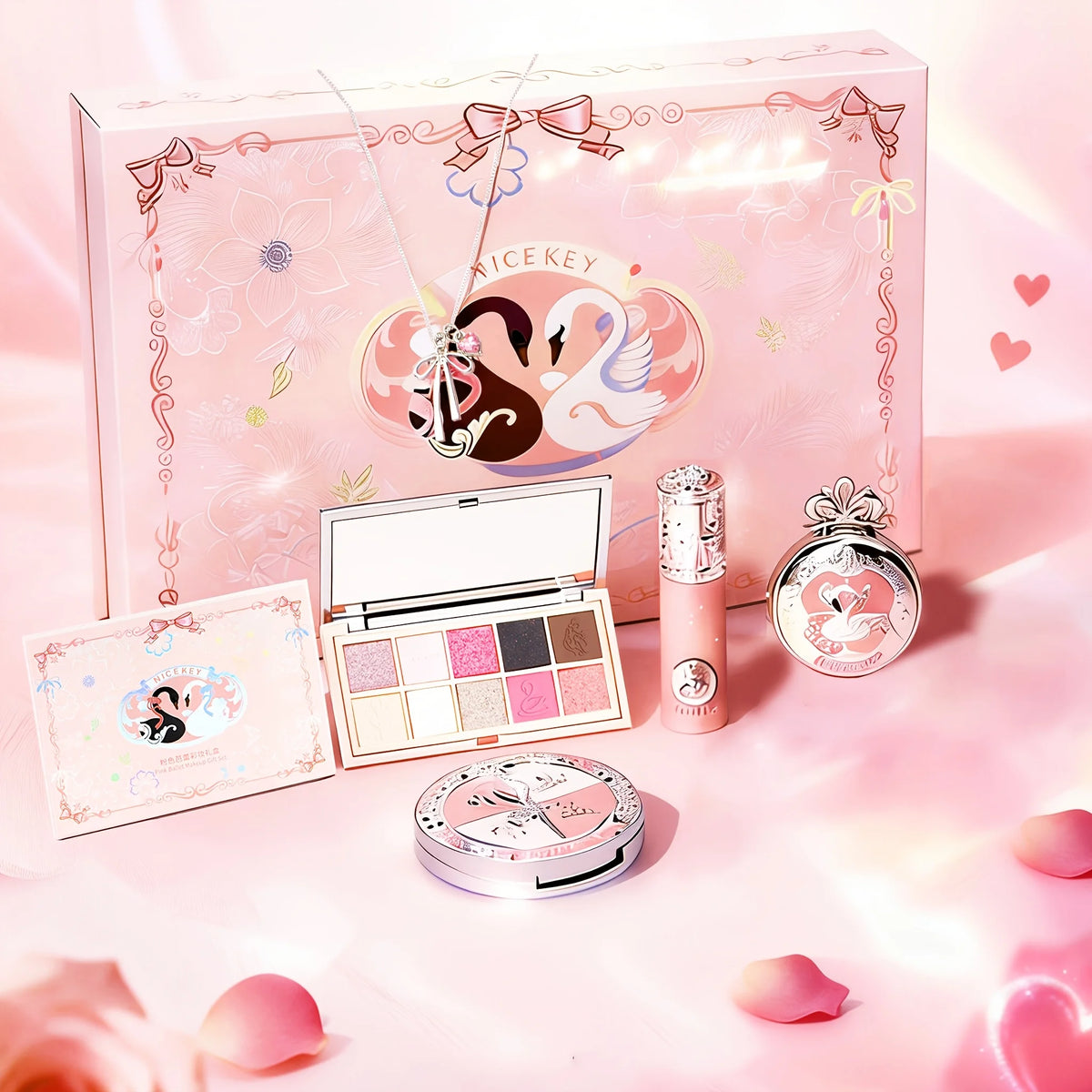 Swan Ballet Makeup Gift Set, Eyeshadow & Lipstick Kit for Beginners