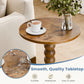 12" Round Side Table with Solid Wood Legs & Storage Shelf for Living Room and Small Spaces
