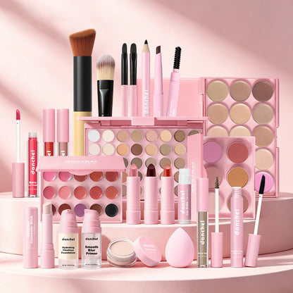 All-in-One Makeup Kit with Concealer, Contour, Highlighter, Blush, Eyebrow Pencil, Eyeshadow & Lip Makeup