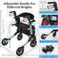 Lightweight All-Terrain Rollator Walker with Seat – Foldable Aluminum Walker, 8" Rubber Wheels, Blue