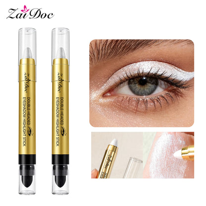 Dual-Ended Eyeshadow and Highlighter Stick, Waterproof Creamy Shimmer Eye Makeup, 6 Shades