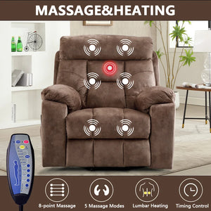 Power Lift Recliner Chair with Massage & Heat, Big & Tall Electric Stand Assist Recliner with Cup Holders, USB Port & Side Pocket