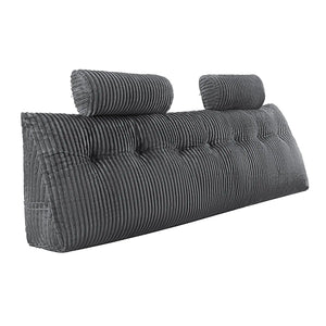 King Size Wedge Headboard Pillow with 2 Headrests & Side Pockets, Washable Flannel Backrest Pillow for Reading & Resting