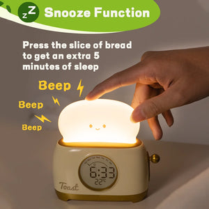Digital Alarm Clock with LED Night Light, Sleep Training, Temperature Display, Cute Bedside Clock for Bedrooms