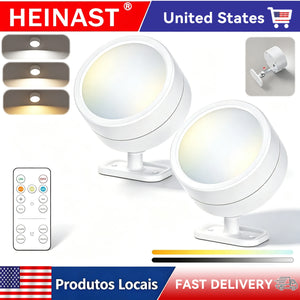 Rechargeable Magnetic LED Wall Reading Light, Remote Control, 360° Rotation, 3 Color Temperatures, Stepless Dimming, White, 1–2 Pack