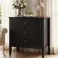 31.5" Fluted Nightstand with Charging Station & 3 Drawers, Raised-Leg Bedside Storage Cabinet for Bedroom & Living Room