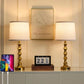 24-Inch Gold Table Lamps Set of 2, Bamboo-Style Metal Bases with Linen Shades and USB-A Ports, Bedside Nightstand Lighting