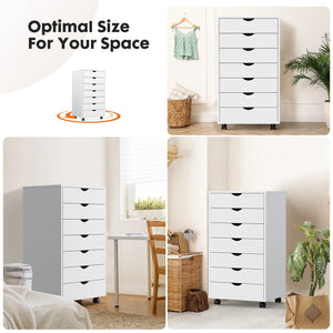 7-Drawer Rolling Storage Cabinet with Wheels, Wooden Chest Dresser & Mobile File Organizer for Bedroom, Office & Living Room