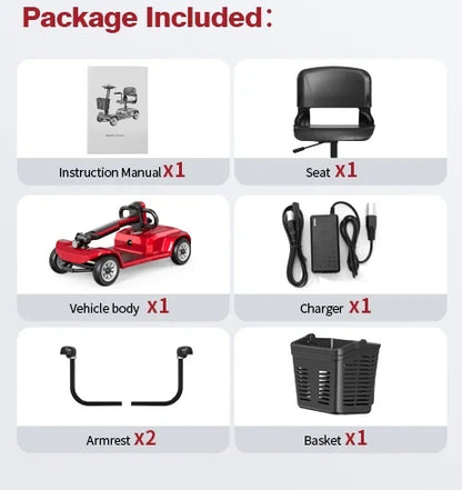 Heavy Duty 4-Wheel Mobility Scooter for Adults, Foldable All-Terrain Carbon Steel Frame, Dual Mode