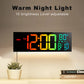 16-Inch RGB LED Digital Wall Clock with Remote Control, 8 Display Colors, Alarm, Auto DST & Indoor Temperature Display
