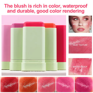 Blush Stick with Puff Applicator, Natural Matte Finish, Smooth Blendable Cheek Color, 9 Shades