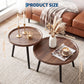 Round Nesting Coffee Table Set of 2, Wood & Metal Accent Side Tables for Living Room