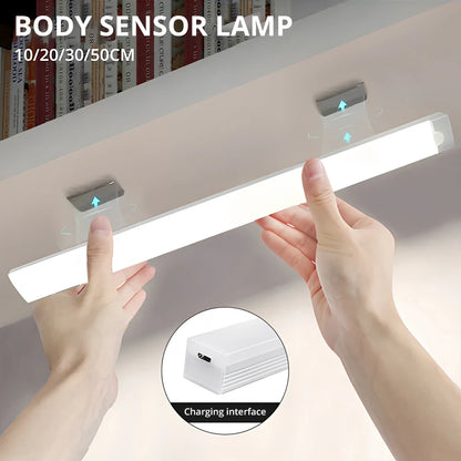 Wireless LED Motion Sensor Night Light, USB Rechargeable Magnetic Light for Wardrobe, Closet, Kitchen, Hallway & Cabinet