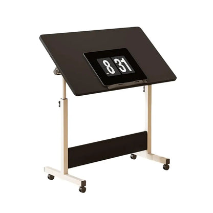 31.5-Inch Height Adjustable Overbed Table with Wheels, Mobile Rolling Laptop Desk for Home Office & Hospital, Black