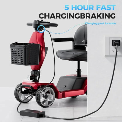250W Lightweight 4-Wheel Electric Mobility Scooter – Foldable, 300 lbs Capacity