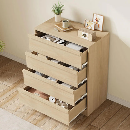 4-Drawer Wooden Nightstand with Large Storage, Modern Bedside Table & End Cabinet for Bedroom, Living Room & Entryway