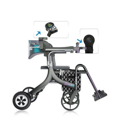 3-in-1 Electric Rollator Walker & Wheelchair with Seat & Shopping Bag for Seniors