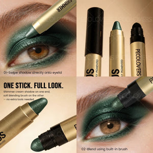8-Piece Dual-Ended Metallic Eyeshadow Stick Set, Waterproof Blendable Eye Makeup and Highlighter Pencils