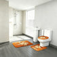 Fall Floral Bathroom Rug Set, Orange Flower Bath Mat & Toilet Lid Cover