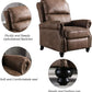 Faux Leather Pushback Recliner Chair – Upholstered Accent Armchair with Nailhead Trim for Living Room
