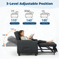 Convertible Reclining Sofa Bed with Vibration Massage – PU Leather Chaise Lounge Chair with Lumbar Pillow, Black
