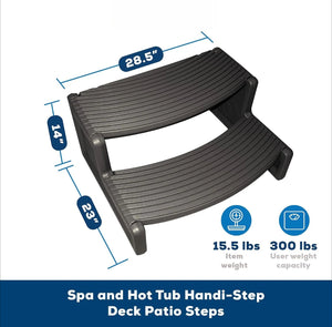 Portable Non-Slip Hot Tub Spa Step, 300 lbs Capacity, Weather-Resistant UV Polyethylene, Reversible Tread, Made in USA