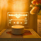 Heart Sound Wave 3D Acrylic Night Light, USB Warm LED Lamp, Romantic Couple Souvenir Gift