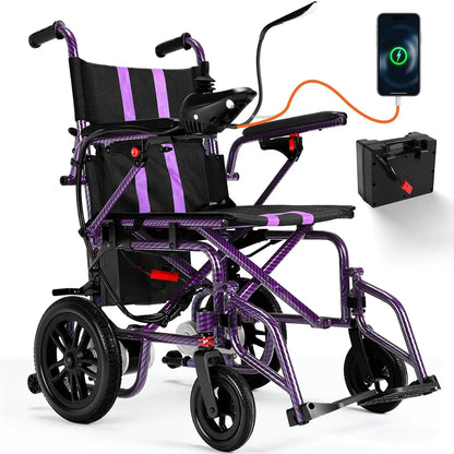 Lightweight Foldable Electric Wheelchair with 360W Dual Motor for Adults