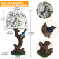 Decorative Bird Table Lamp with Resin Branch Base and Linen Fabric Shade for Bedroom and Living Room