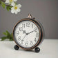 Retro Metal Analog Alarm Clock with Large Numbers, Silent Non-Ticking Movement, Vintage Bedside Table Clock for Bedroom