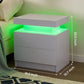 Set of 2 LED Nightstands with 2 Drawers, Modern Bedside Tables with LED Lights & Storage for Bedroom