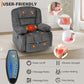 Oversized Corduroy Swivel Rocker Recliner Chair with Massage & Heat, 360° Glider with Cup Holder, Side Pockets & Storage