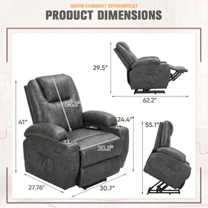 Electric Power Lift Recliner Chair, Adjustable Stand Assist Reclining Sofa Chair for Seniors & Living Room