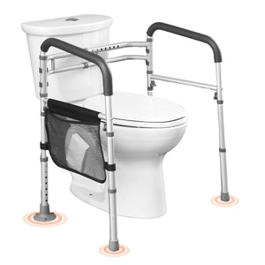 Foldable Toilet Safety Rail with Non-Slip Handles – Reinforced Aluminum Support Frame, 300 lb Capacity