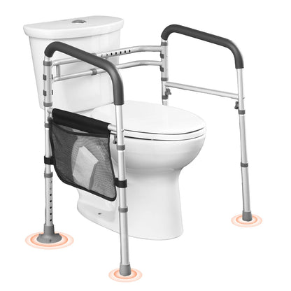 Foldable Toilet Safety Rail with Non-Slip Handles – Reinforced Aluminum Support Frame, 300 lb Capacity