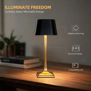 Rechargeable LED Square Table Lamp, Aluminum, 5200mAh Battery, USB-C Charging, Touch Dimming, IP54, Non-Slip Base