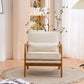 Set of 2 Beige Upholstered Accent Chairs – Mid-Century Modern Lounge Reading Chairs with Solid Wood Frame