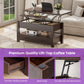 39.4" Lift-Top Coffee Table with 2 Drawers & Hidden Storage, Square Wood Center Table for Living Room & Home Office