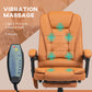 7-Point Vibrating Massage Office Chair with Footrest, High Back Reclining Computer Chair with Lumbar Support – Light Brown