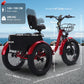 1000W Folding Electric Tricycle for Adults, 48V 15Ah Removable Battery, 20" Fat Tires, 7-Speed, Up to 50-Mile Range