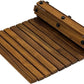 Solid Teak Wood Bath Mat, Non-Slip Wooden Shower Floor Mat with Rubber Feet for Sauna, Pool, Hot Tub & Entryway