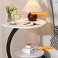 Round C-Shaped Side Table with Faux Marble Top, 2-Tier Metal Frame End Table for Living Room & Bedroom