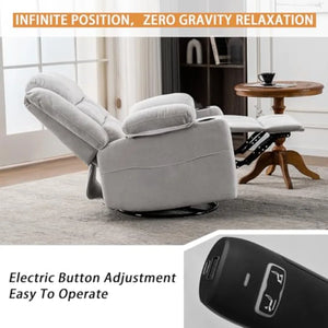 Power Swivel Rocker Recliner Chair with Massage & Heat, Infinite Position Electric Glider with USB & Type-C Charging Ports