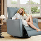 Swivel Rocking Recliner Chair – Deep Seat PU Leather Glider Recliner with High Backrest for Living Room & Bedroom