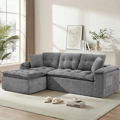110-Inch L-Shaped Boneless Cloud Sectional Sofa with Ottoman – Deep Seat Chenille Modular Couch, No Assembly Required