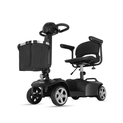250W 4-Wheel Electric Mobility Scooter for Adults, Foldable 88 lb Design, 12-Mile Range, 360° Swivel Seat, Anti-Tip Wheels