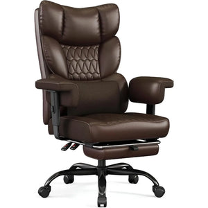 Big & Tall Executive Office Chair with Footrest, High Back 155° Reclining Desk Chair with Adjustable Armrests & Lumbar Support