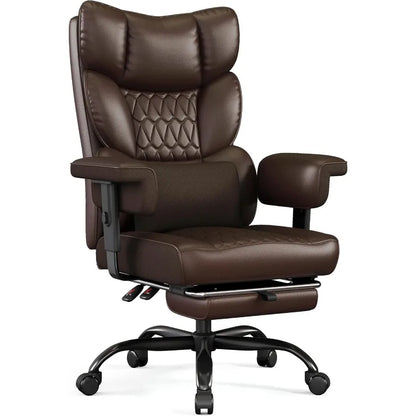 Big & Tall Executive Office Chair with Footrest, High Back 155° Reclining Desk Chair with Adjustable Armrests & Lumbar Support