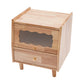 2-Tier Rubberwood Bedside Nightstand with Drawer, Glass Storage Cabinet, Flip-Top Door & Anti-Slip Feet for Bedroom & Living Room