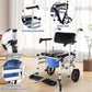 3-in-1 Folding Rolling Shower Commode Chair – Lightweight Wheelchair with Locking Wheels, Padded Arms & Removable Bucket